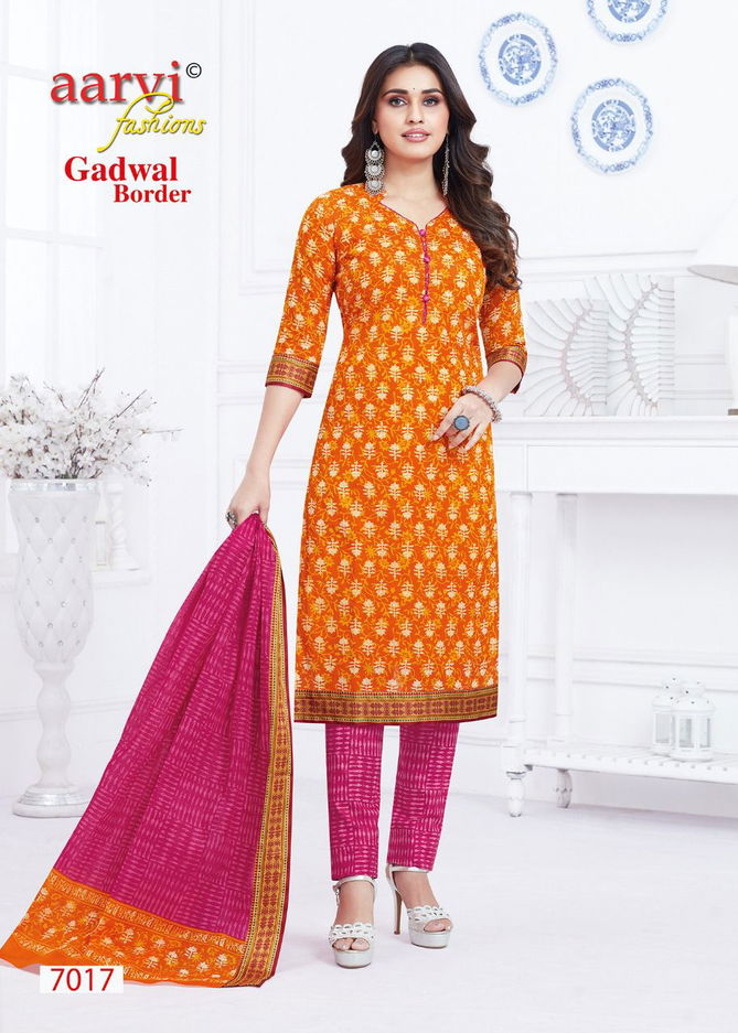 Aarvi Gadwal Border Vol 7 Wholesale Cotton Printed Readymade Dress Catalog
